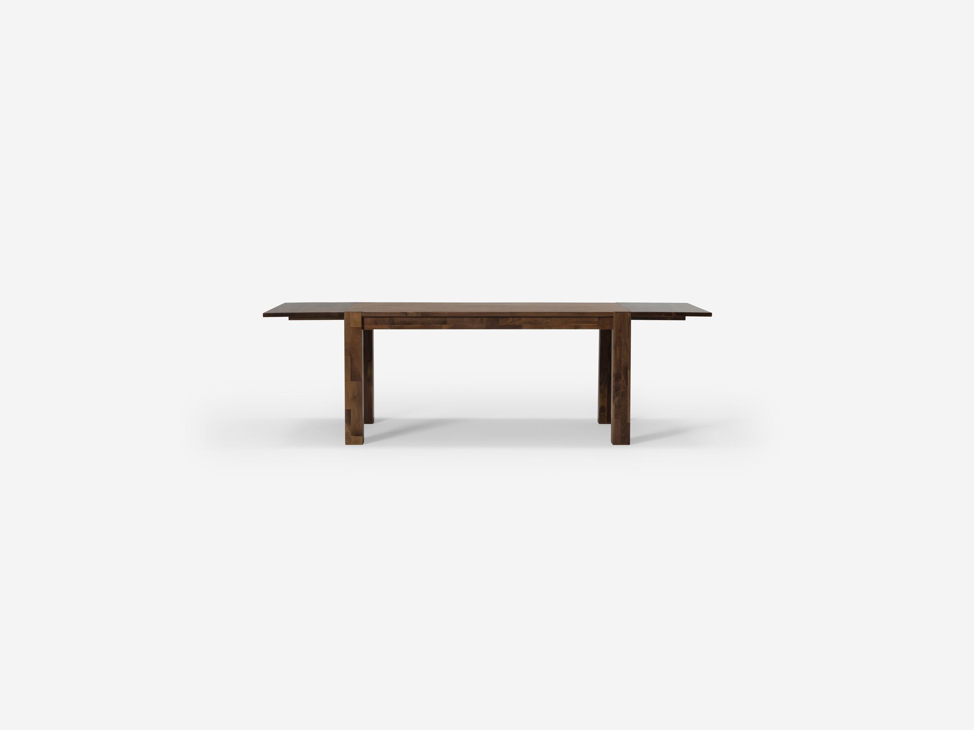 Small walnut Harvest rustic dining table with leaves front view